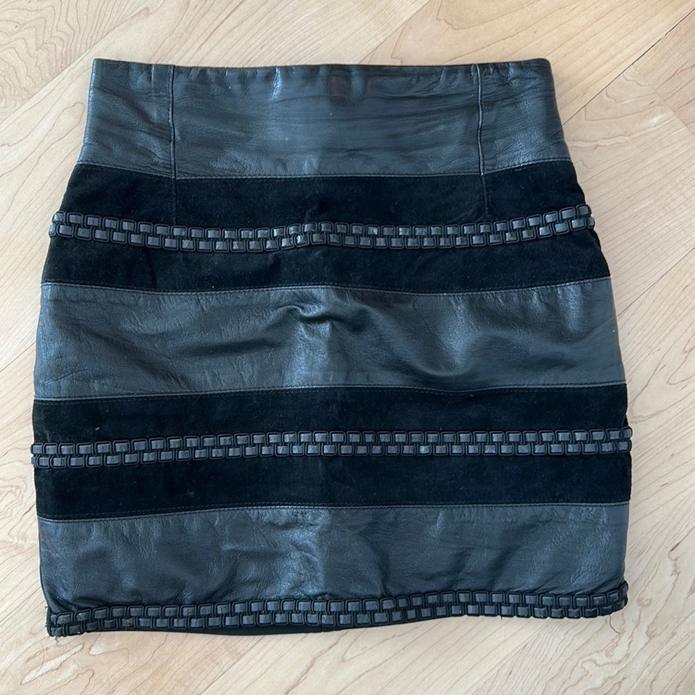Vintage leather and poly skirt